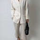 Collarless silk blazer | Off white