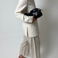 Collarless silk blazer | Off white