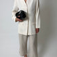 Collarless silk blazer | Off white