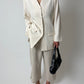 Collarless silk blazer | Off white