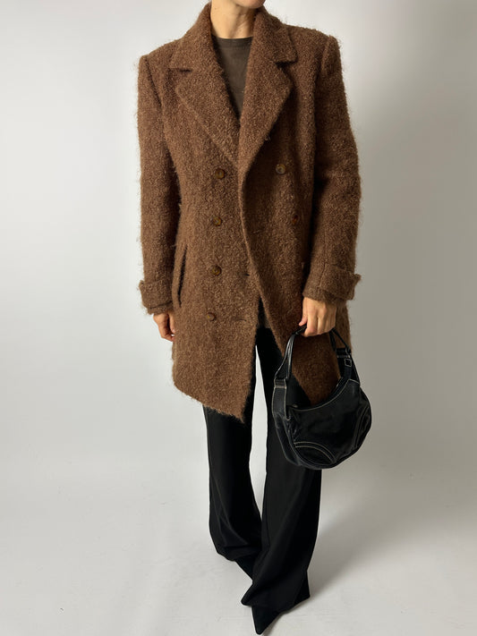 Double-breasted Alpaca coat | Chestnut