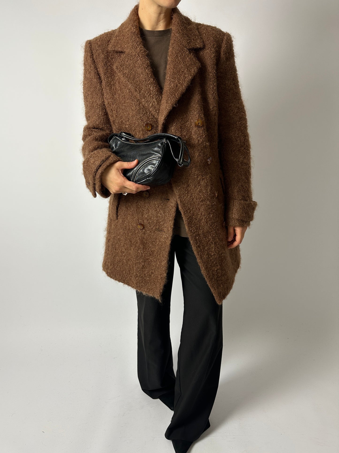 Double-breasted Alpaca coat | Chestnut