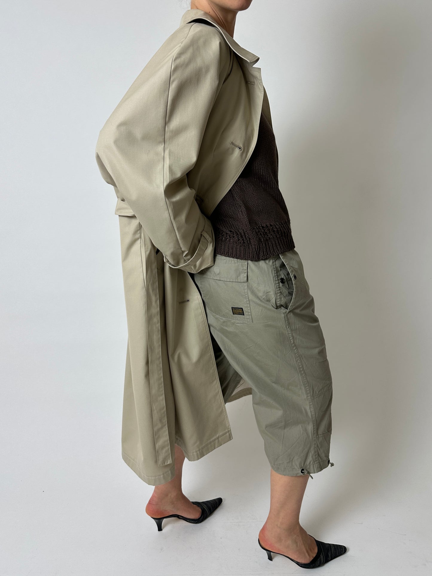 Cropped cargo trousers | Soft green