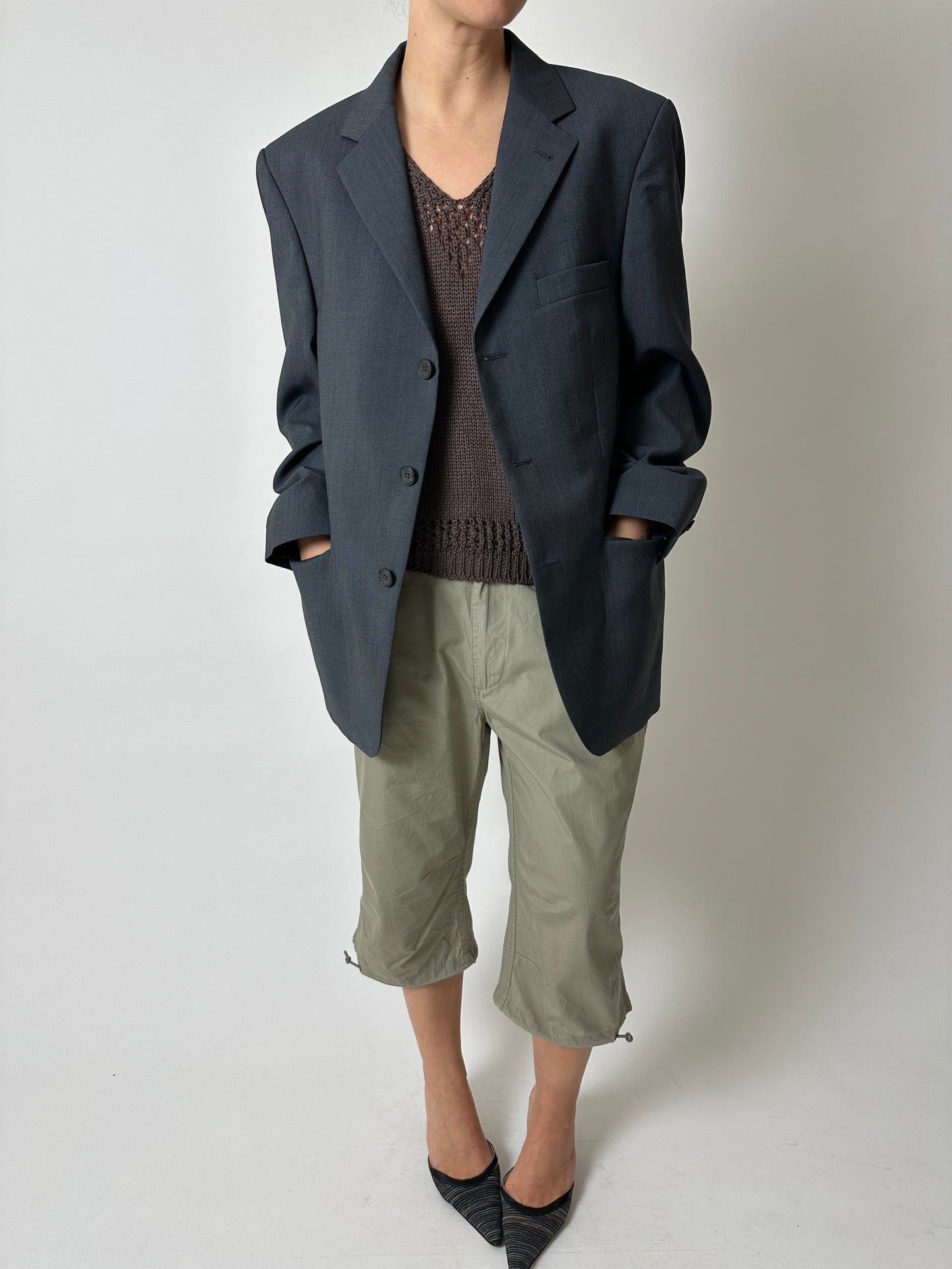 Cropped cargo trousers | Soft green