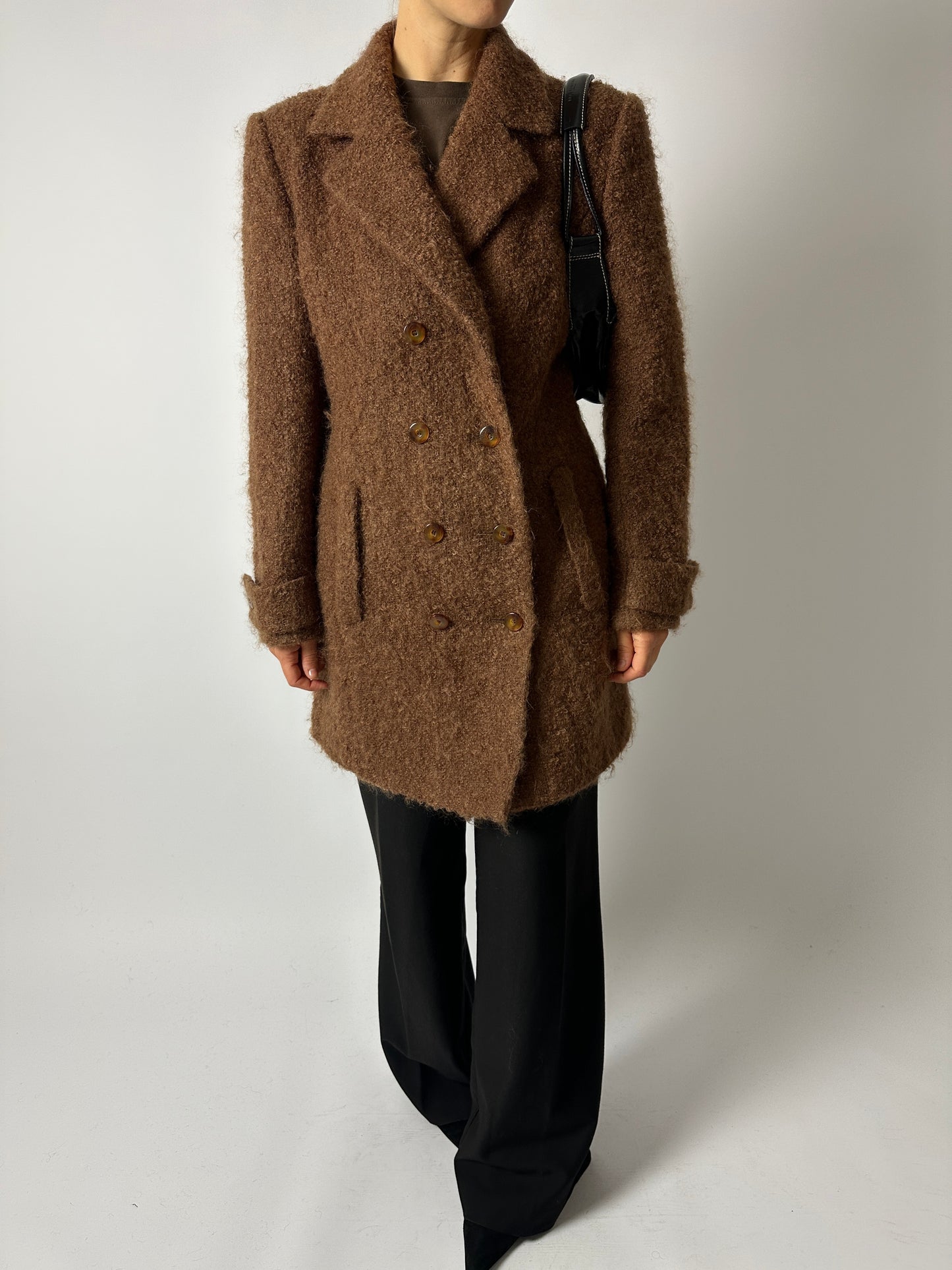 Double-breasted Alpaca coat | Chestnut