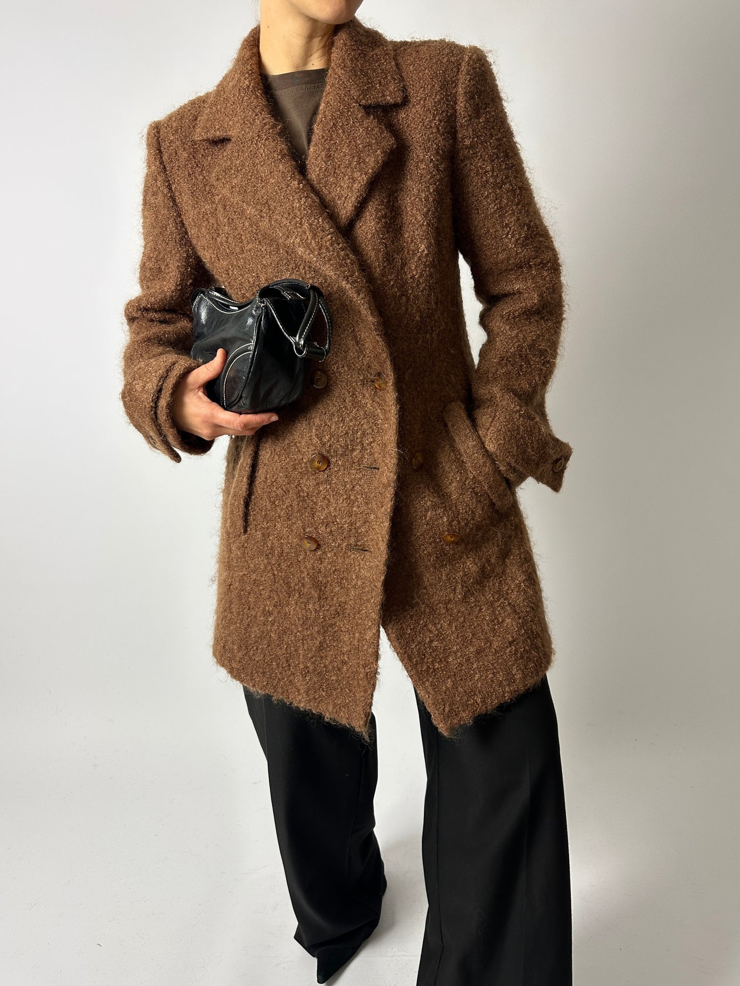 Double-breasted Alpaca coat | Chestnut