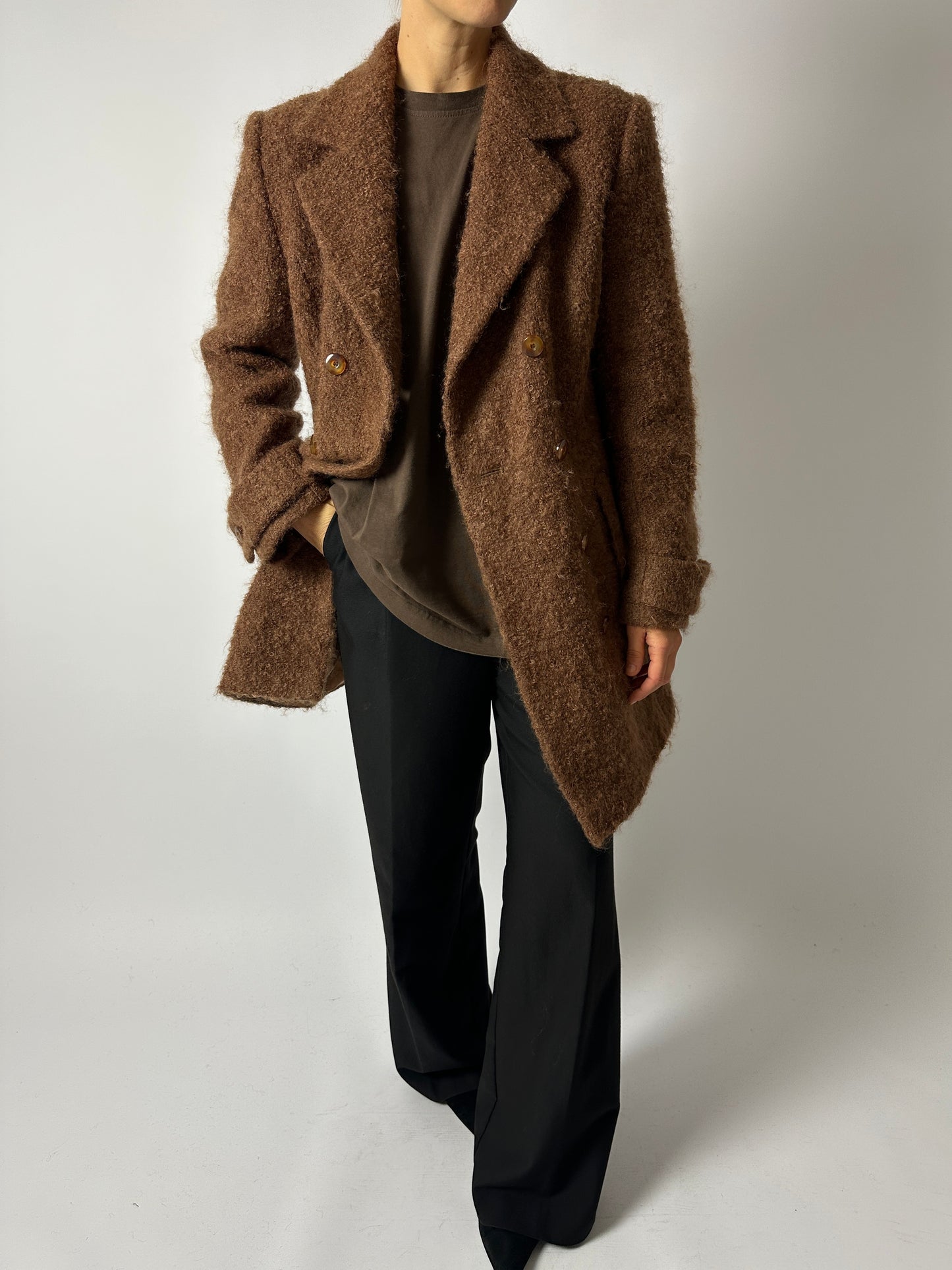 Double-breasted Alpaca coat | Chestnut