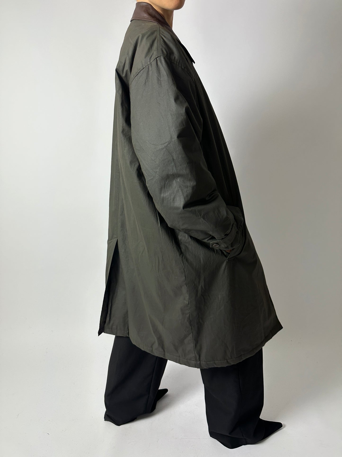 Long wax coat | Forest green
