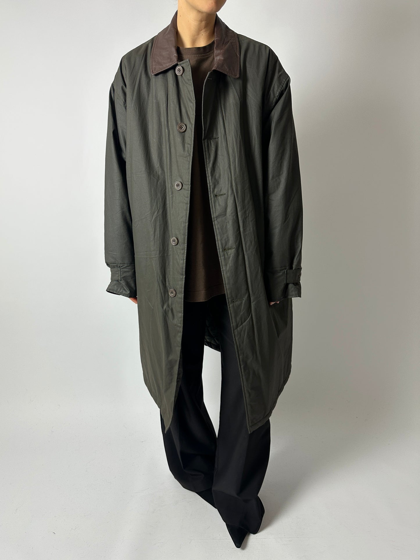 Long wax coat | Forest green