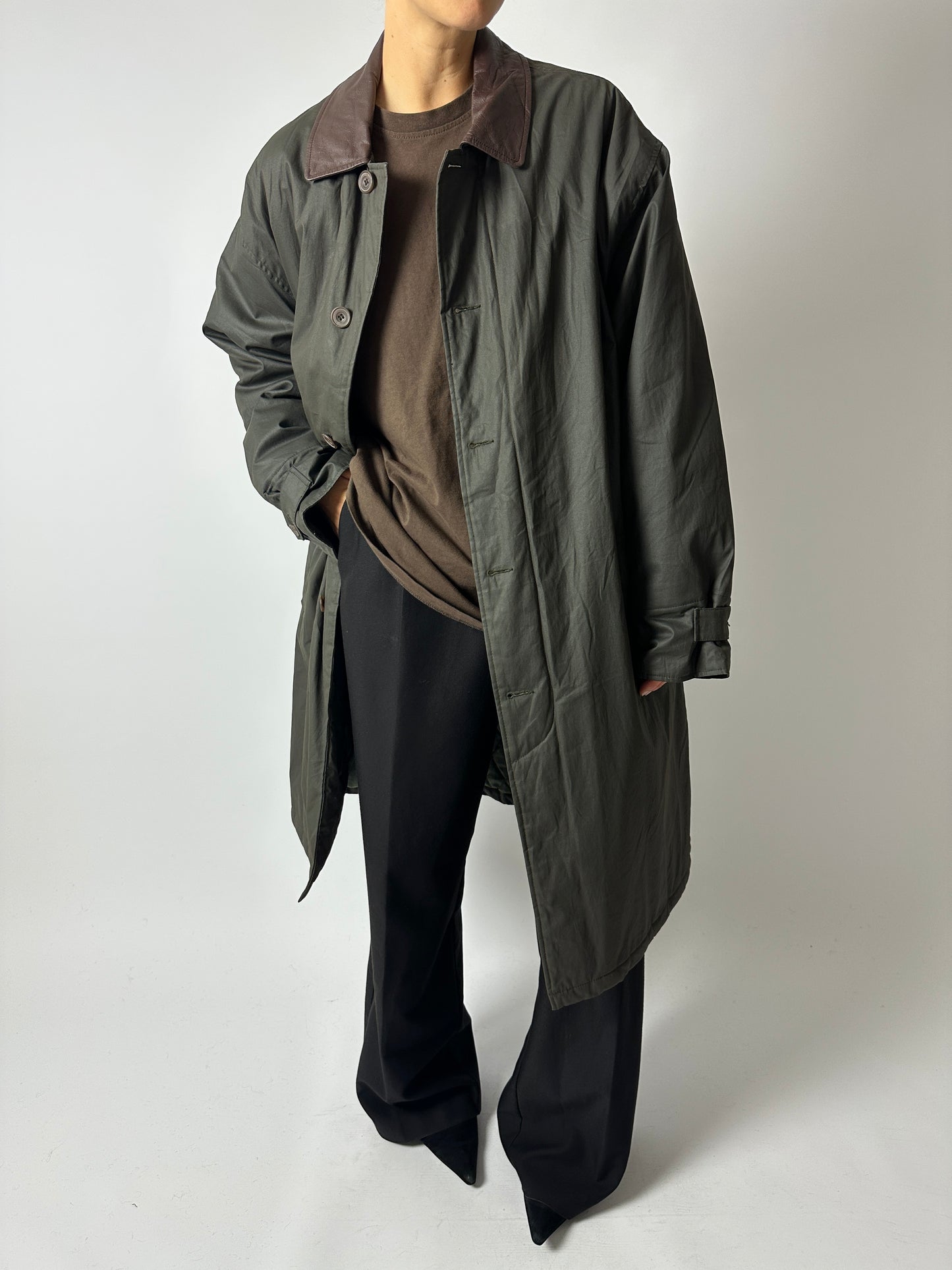 Long wax coat | Forest green