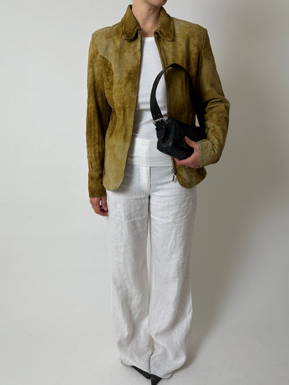 Leather fitted jacket | Ochre brown