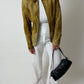 Leather fitted jacket | Ochre brown