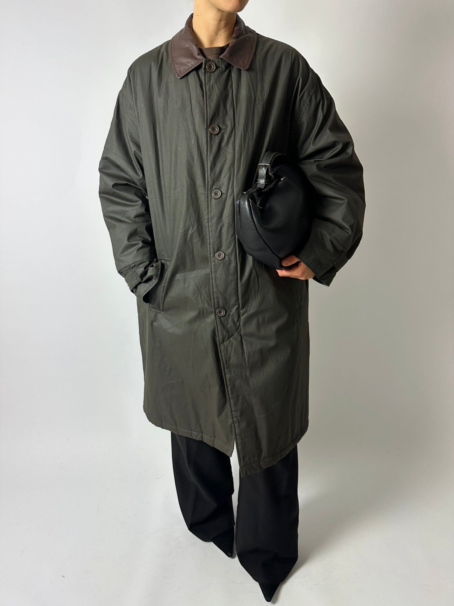 Long wax coat | Forest green