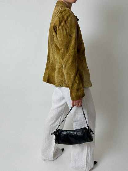 Leather fitted jacket | Ochre brown
