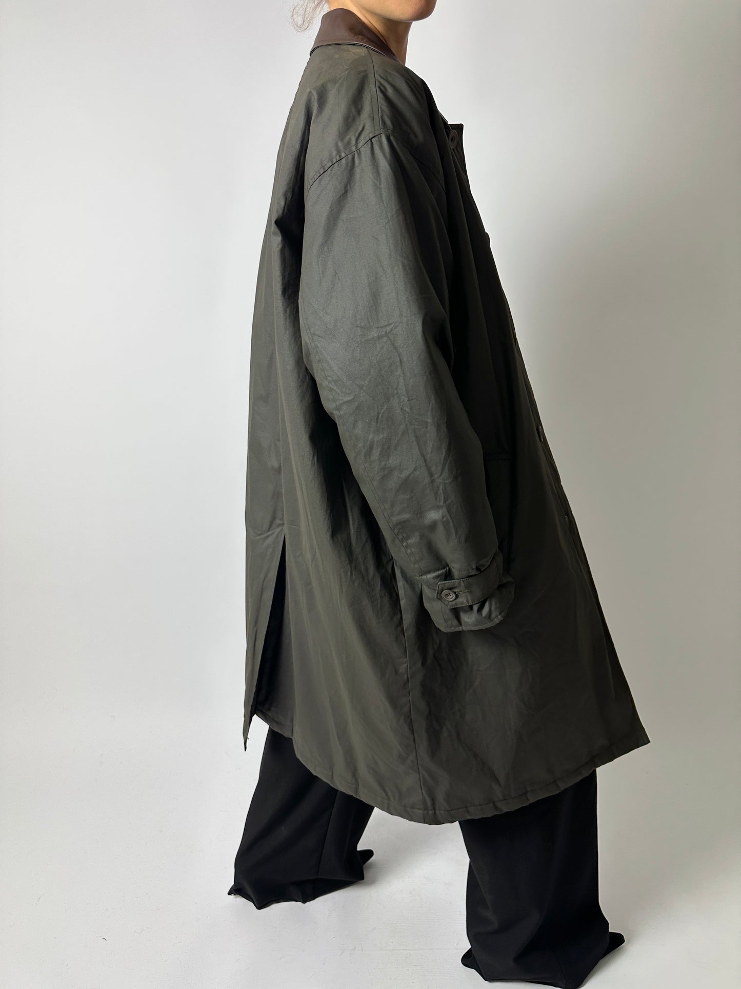 Long wax coat | Forest green