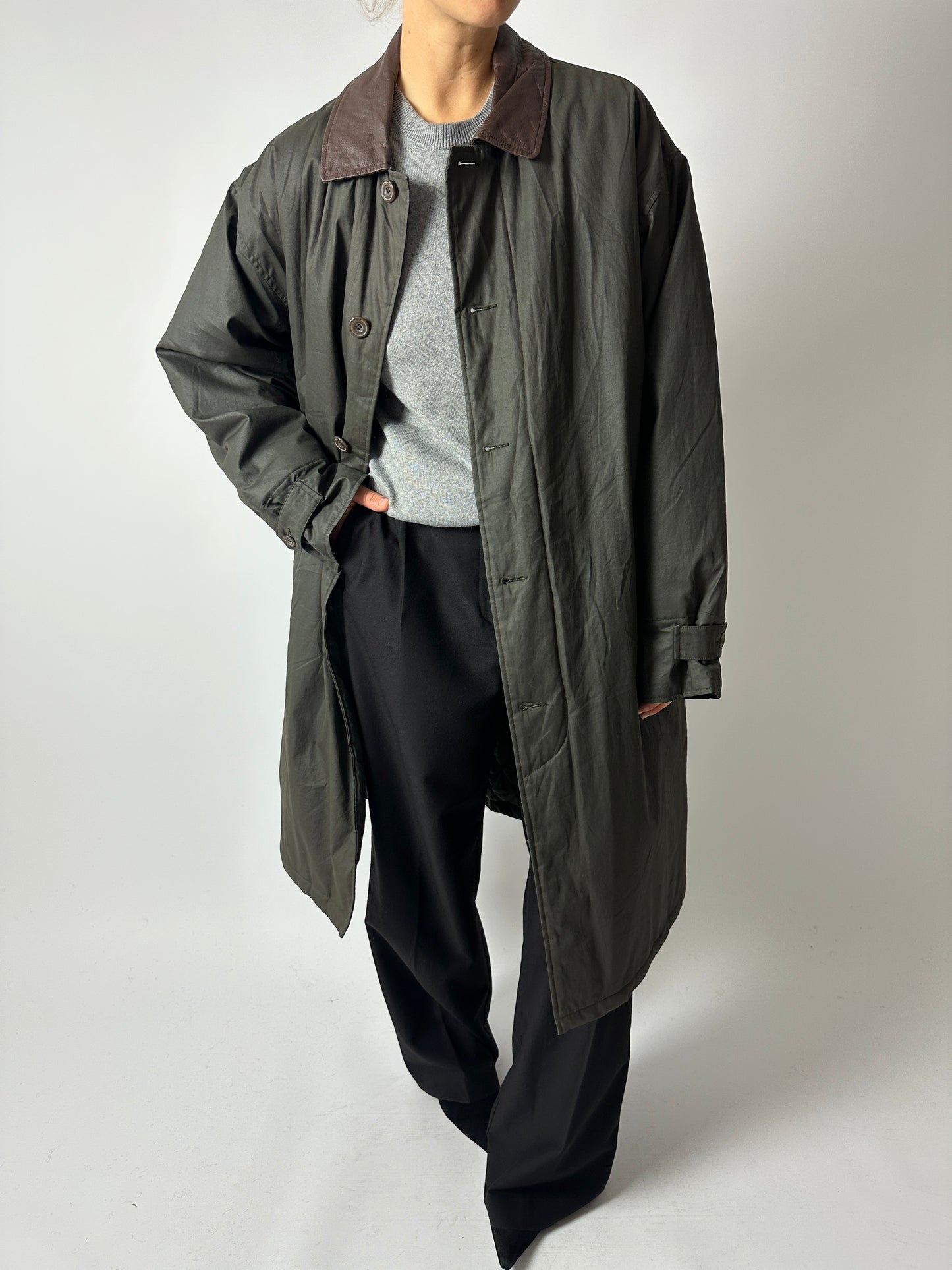 Long wax coat | Forest green