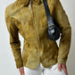 Leather fitted jacket | Ochre brown