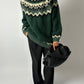 Nordic wool sweater | Green / Off white