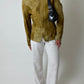Leather fitted jacket | Ochre brown