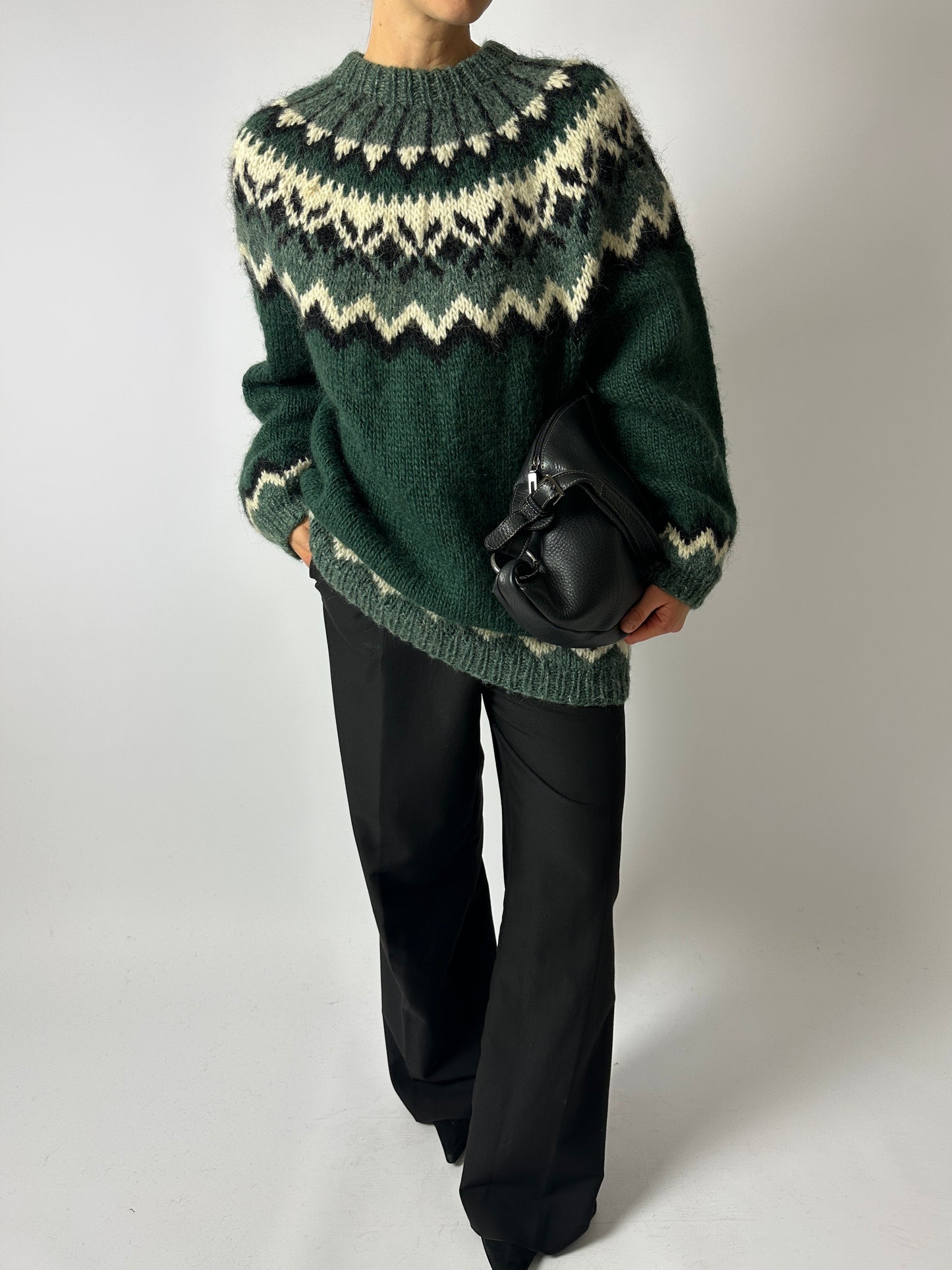 Nordic wool sweater | Green / Off white