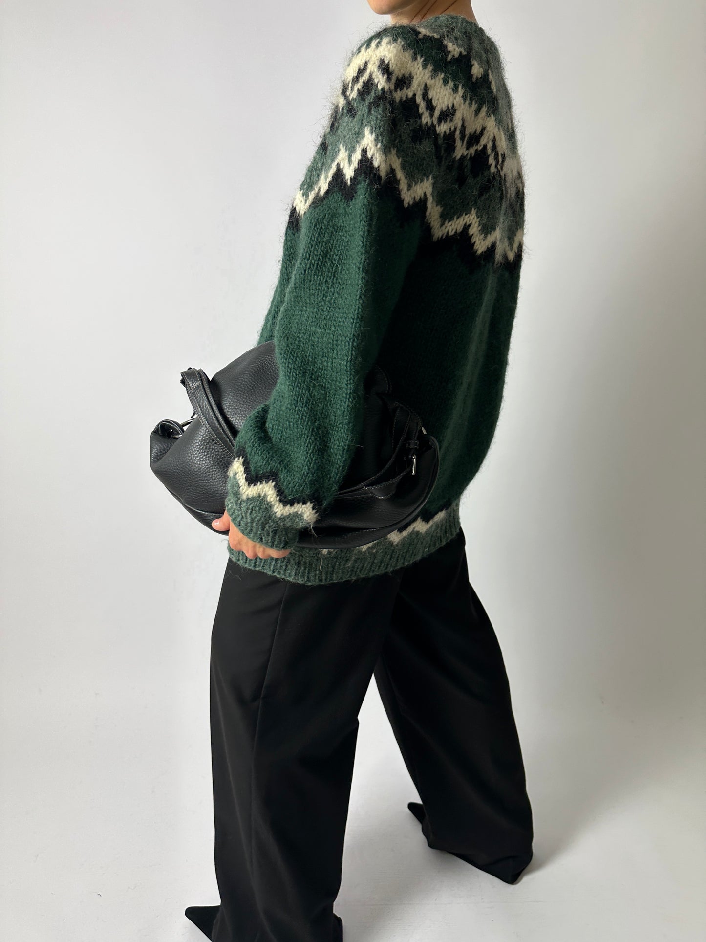 Nordic wool sweater | Green / Off white