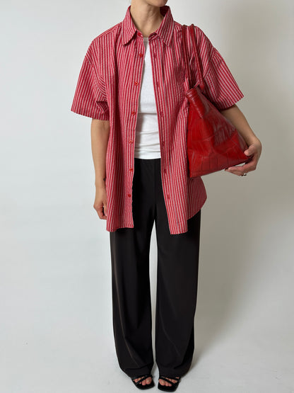 Oversized striped shirt | Red / Pink