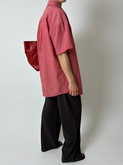 Oversized striped shirt | Red / Pink