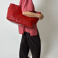 Embossed leather tote bag | Bright red