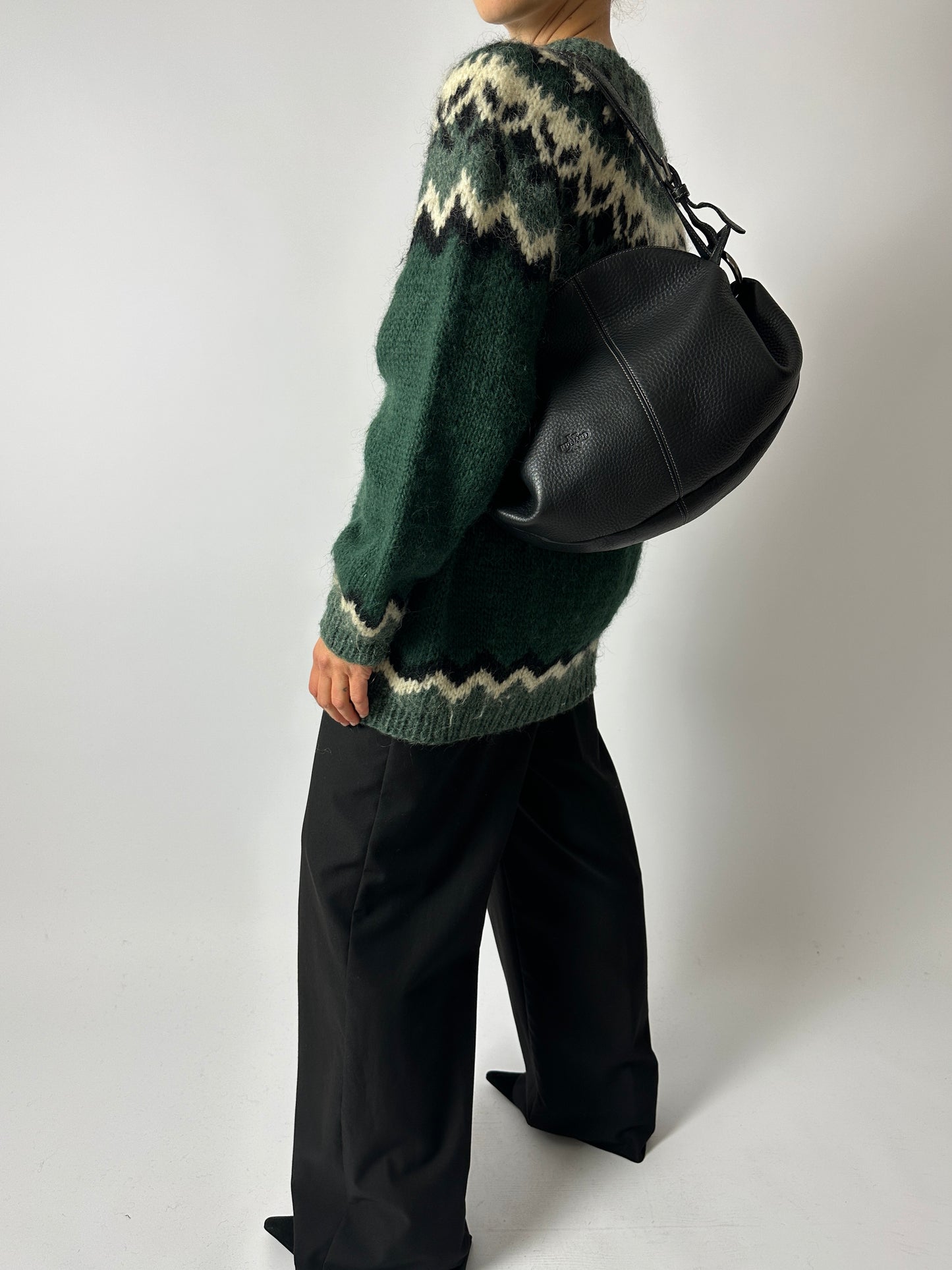 Nordic wool sweater | Green / Off white