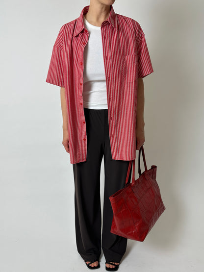 Oversized striped shirt | Red / Pink
