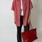 Embossed leather tote bag | Bright red