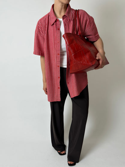 Oversized striped shirt | Red / Pink