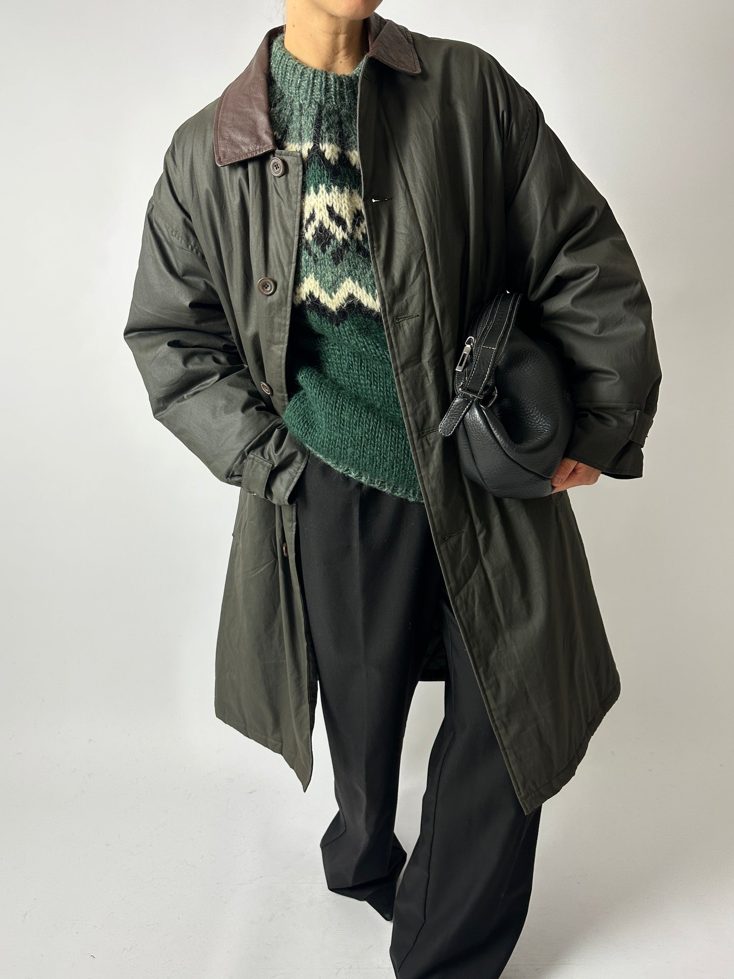 Nordic wool sweater | Green / Off white