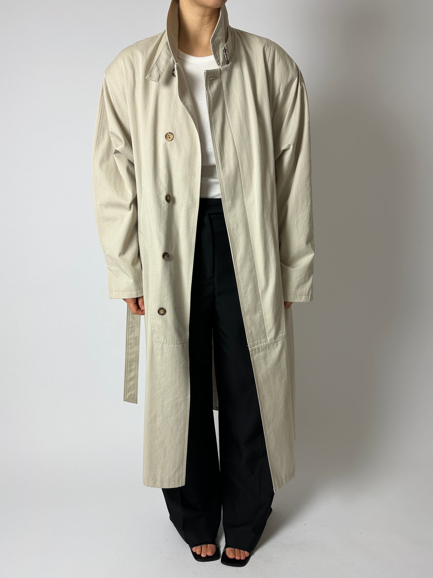 Long trench coat | Soft ecru