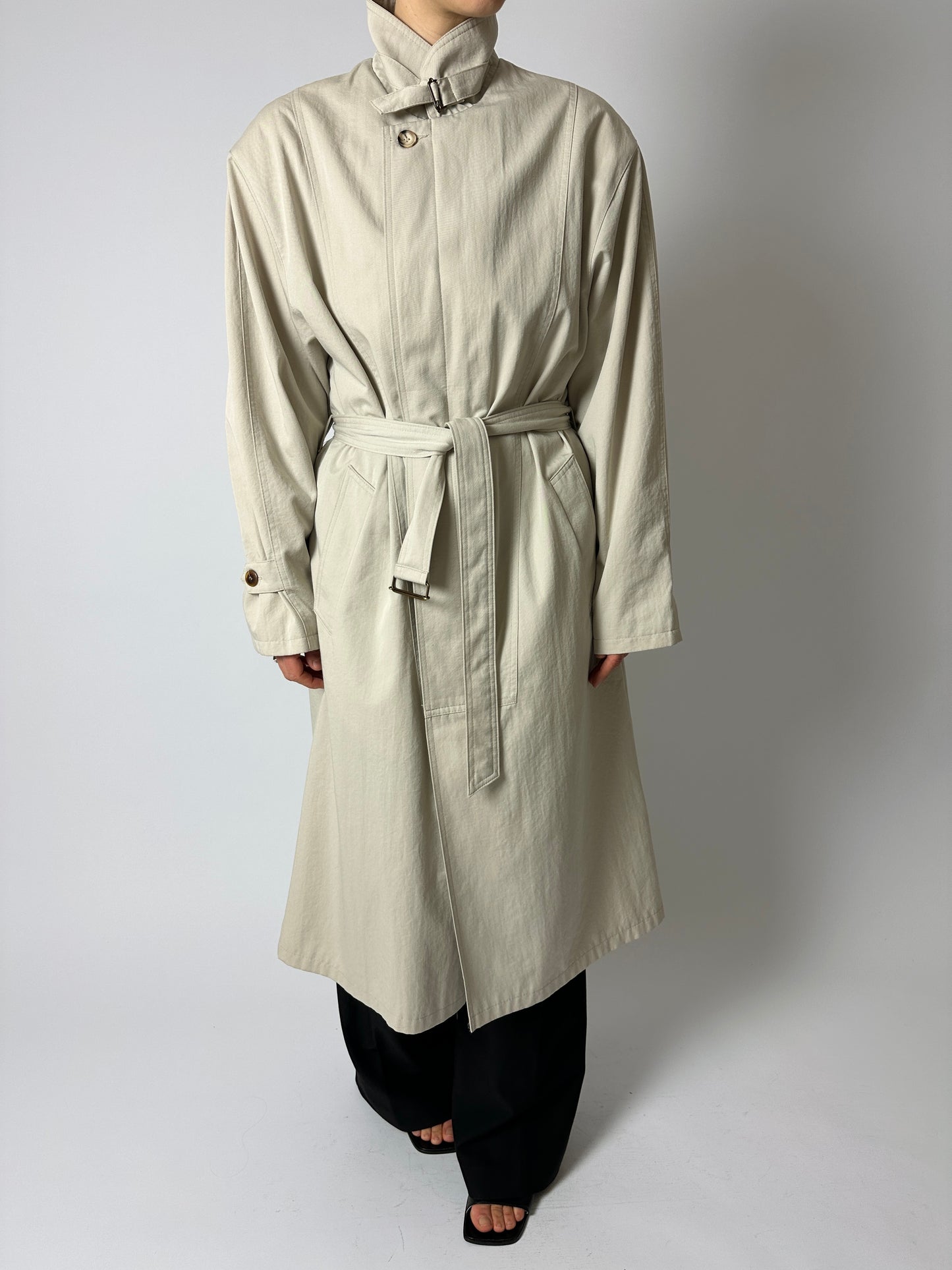 Long trench coat | Soft ecru
