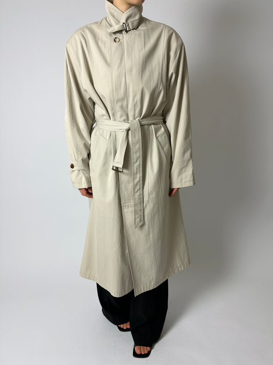 Long trench coat | Soft ecru