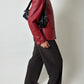 Leather fitted jacket | Bright red