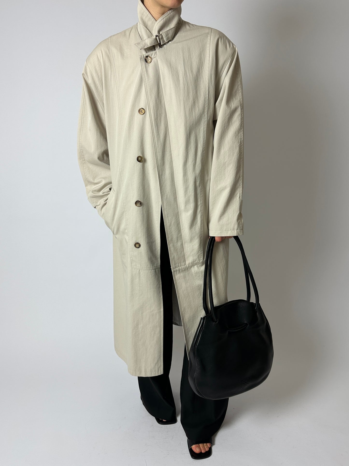 Long trench coat | Soft ecru