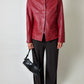 Leather fitted jacket | Bright red