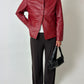 Leather fitted jacket | Bright red
