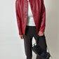 Leather fitted jacket | Bright red