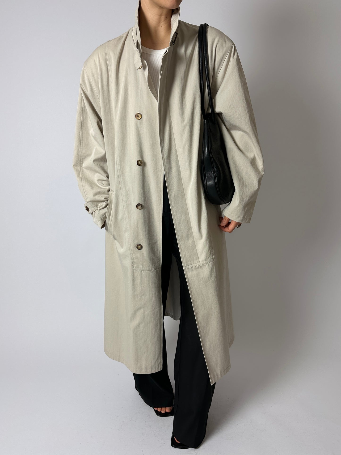 Long trench coat | Soft ecru