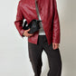 Leather fitted jacket | Bright red