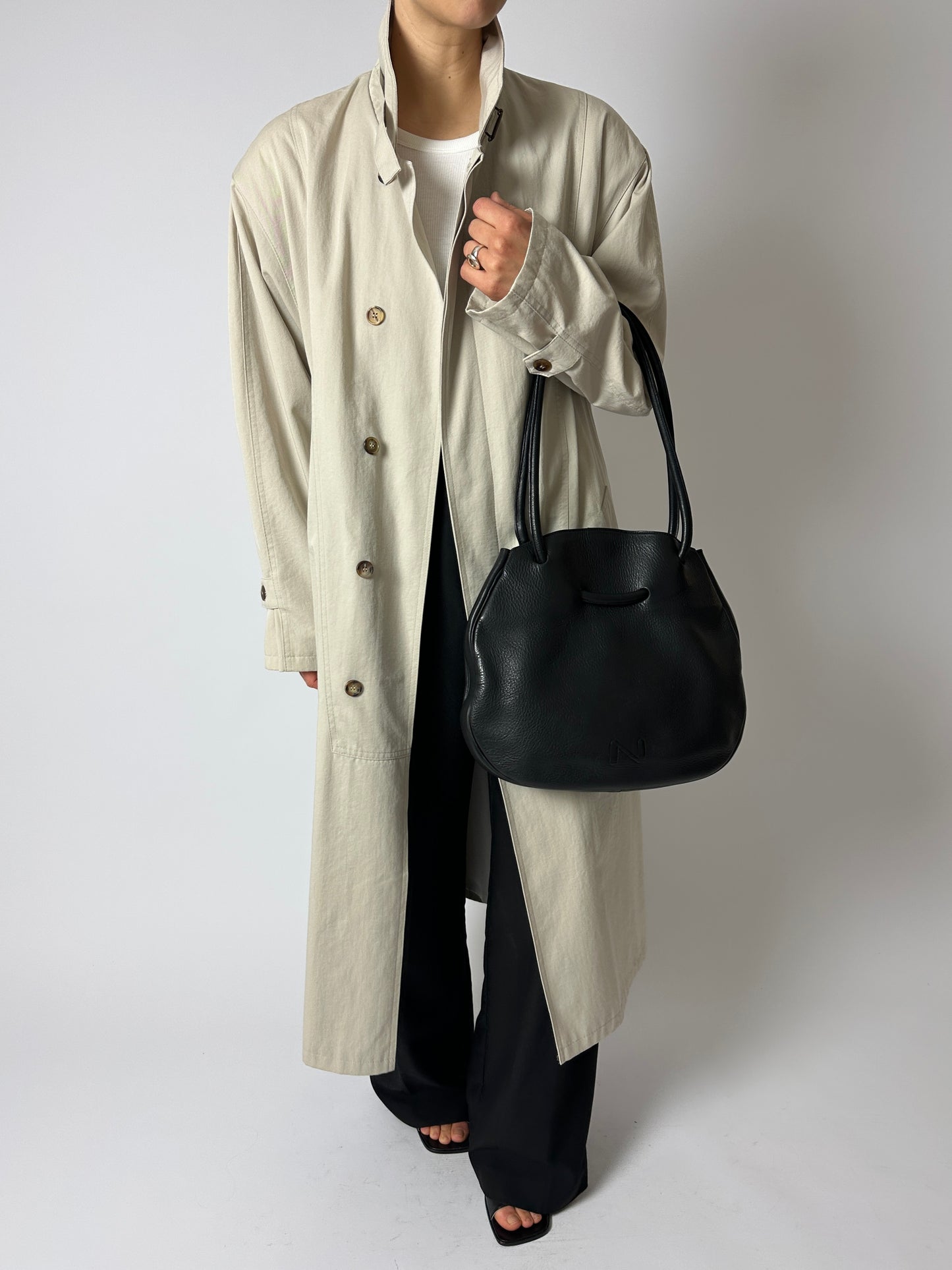 Long trench coat | Soft ecru