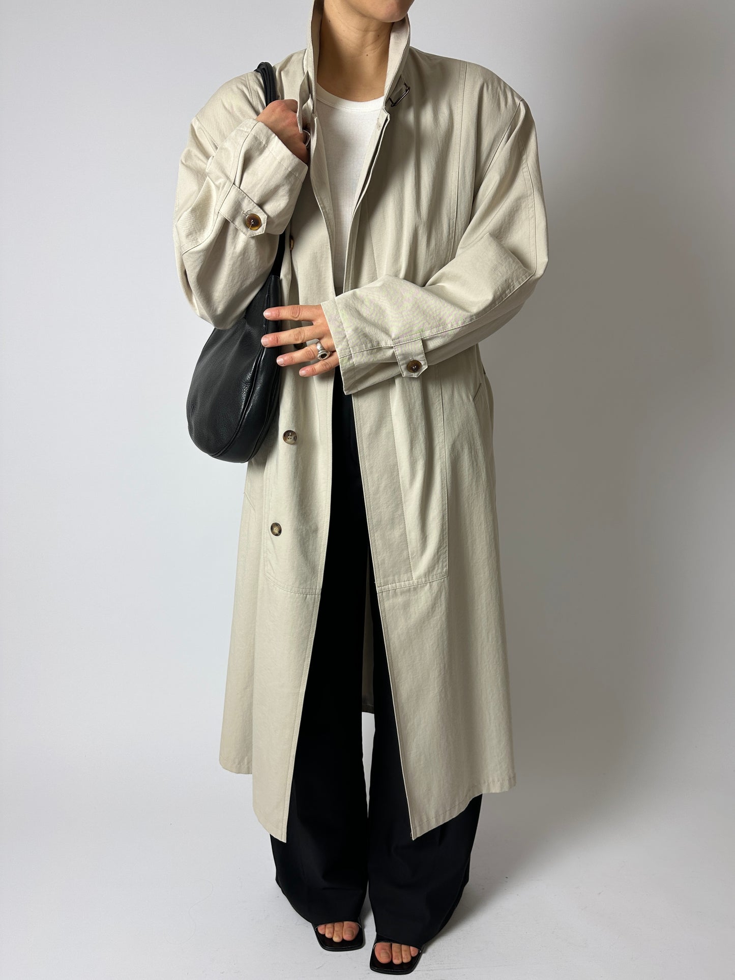 Long trench coat | Soft ecru