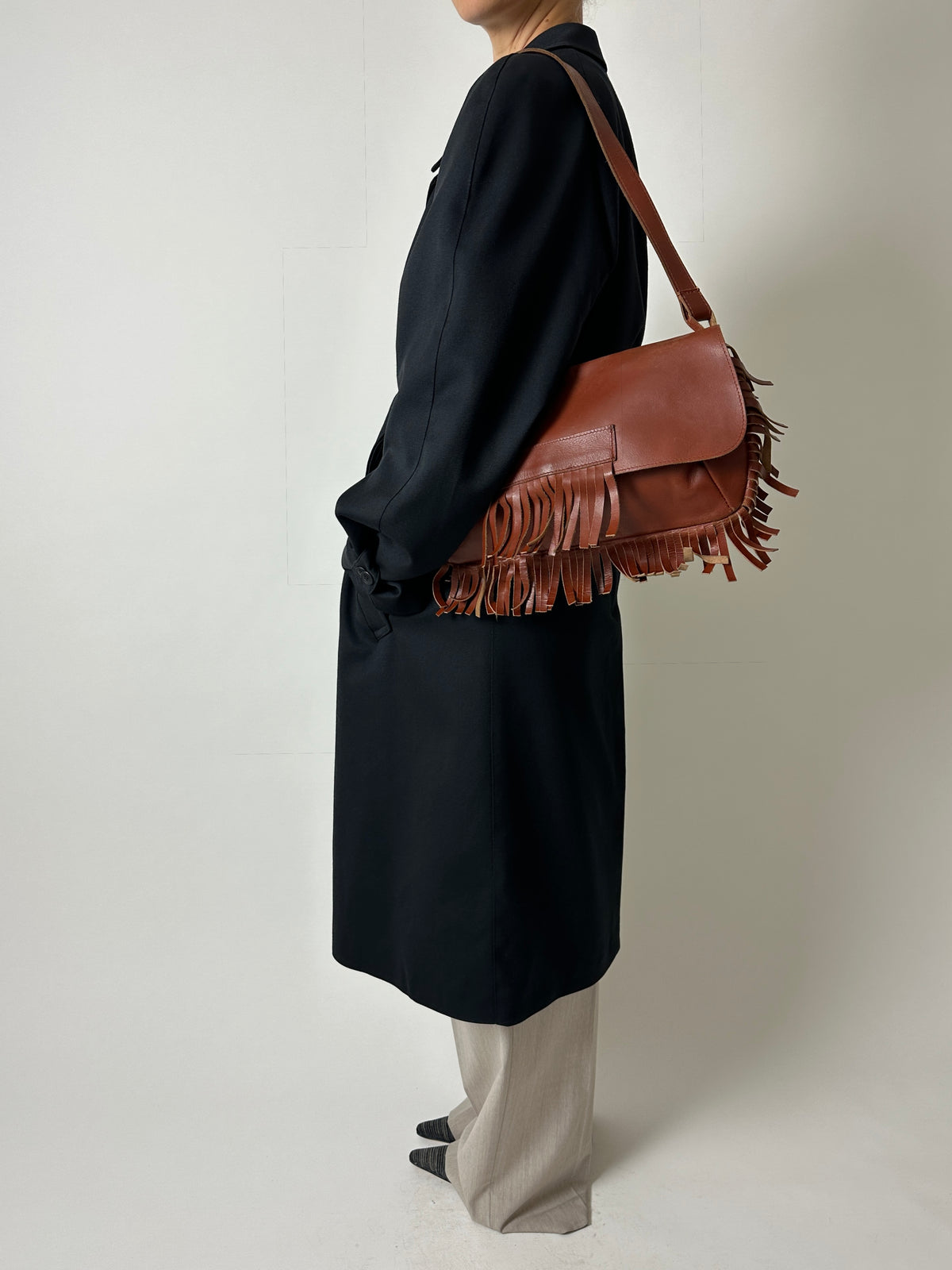 Leather fringe bag | Brown