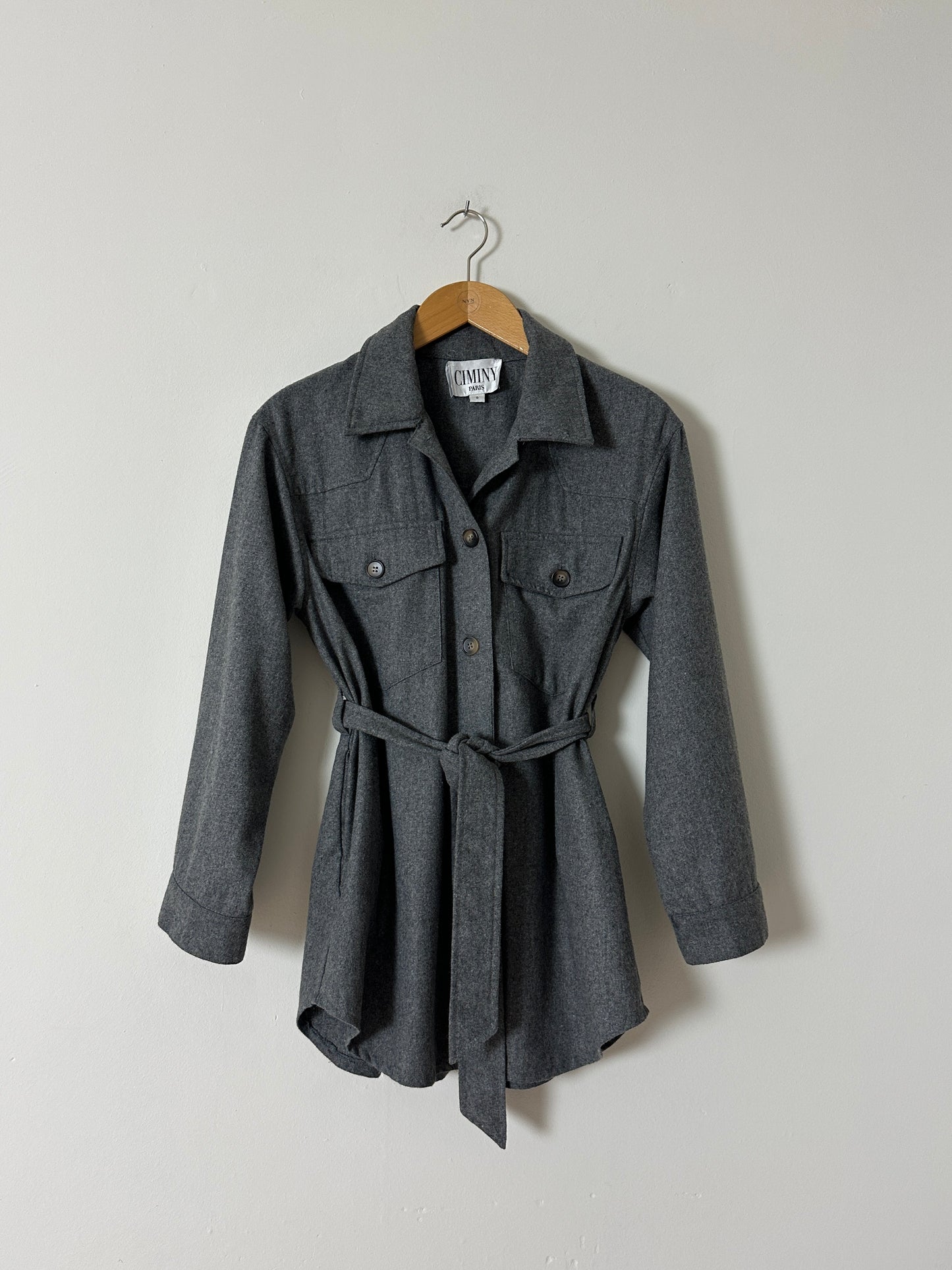 Belted shirt jacket | Grey