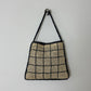 Raffia checked bag | Ecru / navy