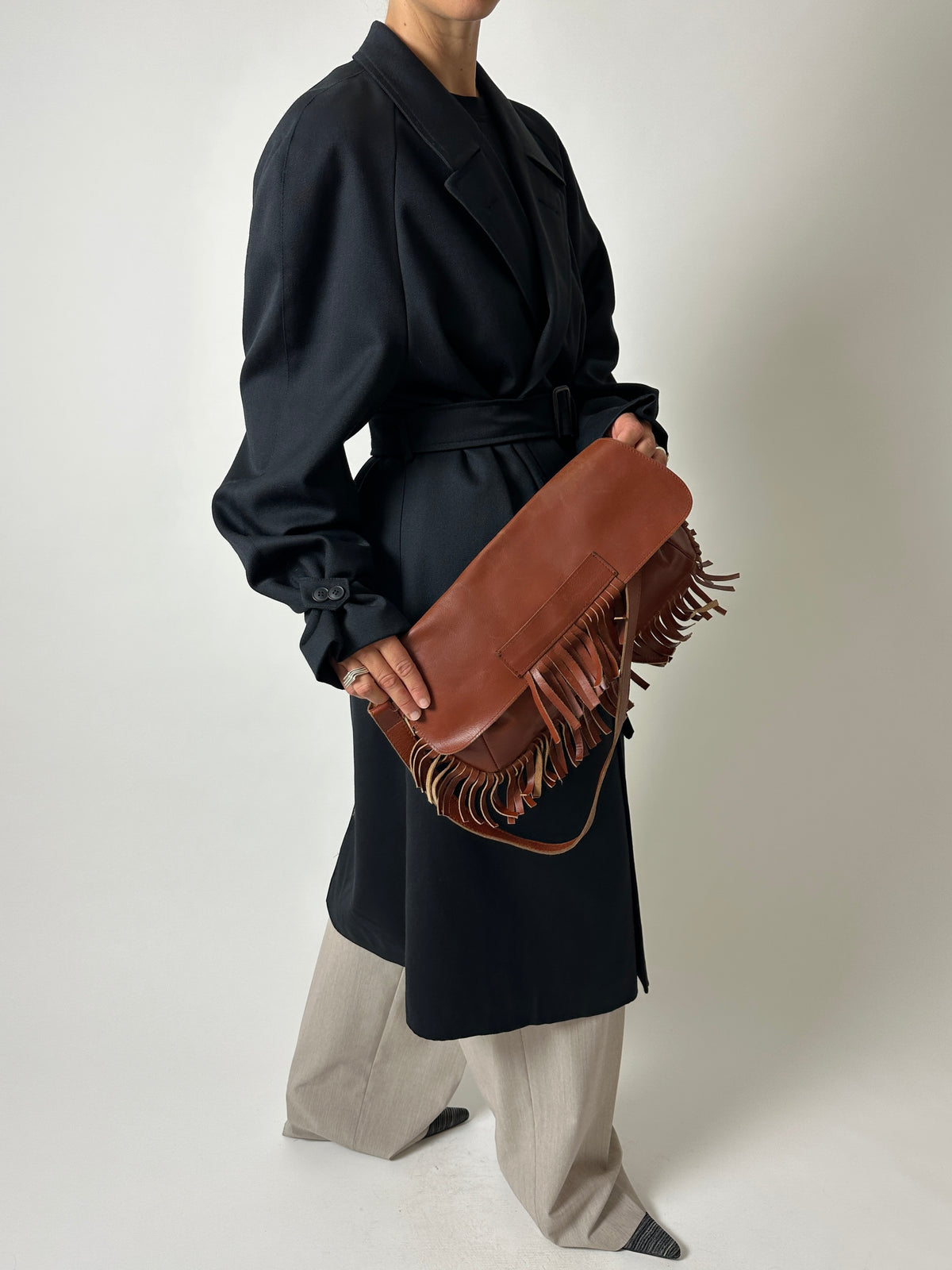Leather fringe bag | Brown