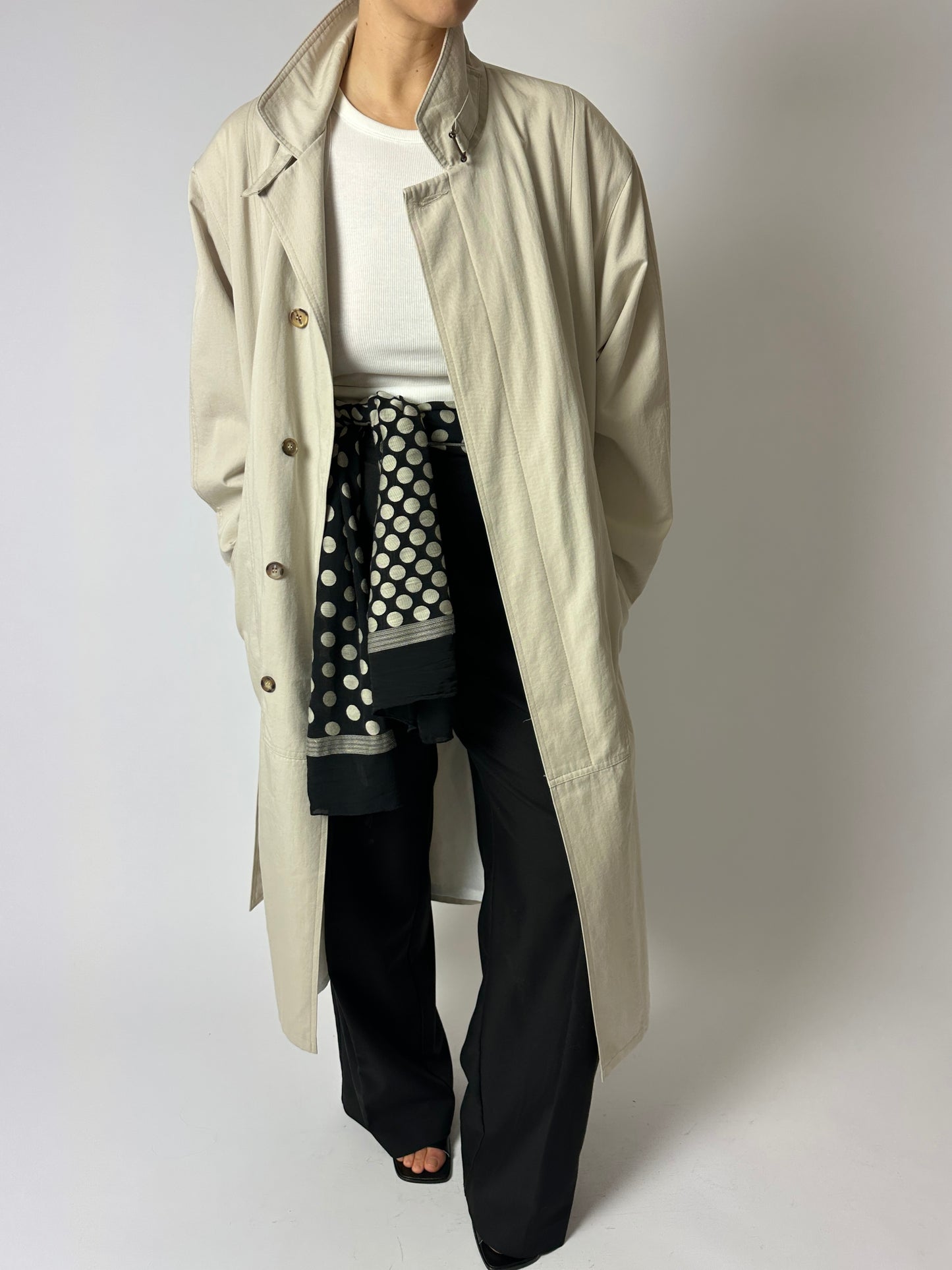 Long trench coat | Soft ecru